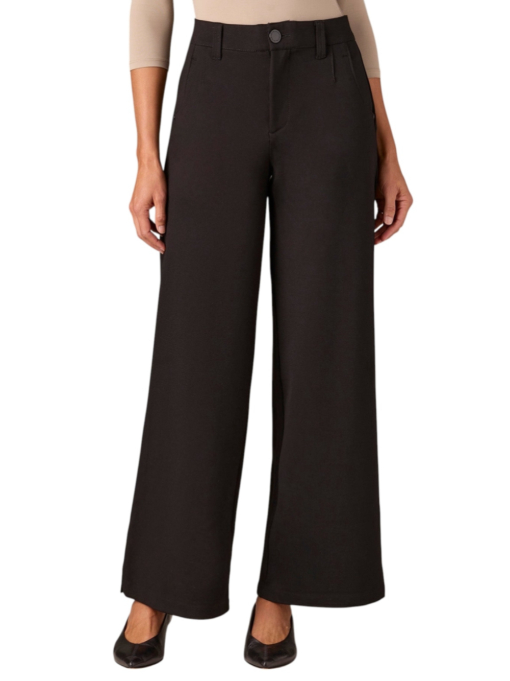 Wit & Wisdom Whitney Skyrise Wide Leg Pants Petite 10 Black
